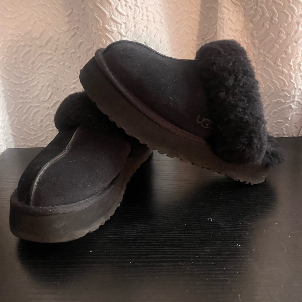 UGG Kids Black Shearling Slippers